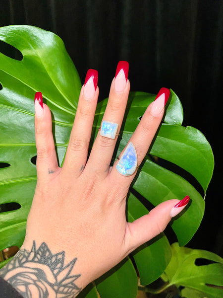 Gold Filled Adjustable Rings Labradorite & Moonstone