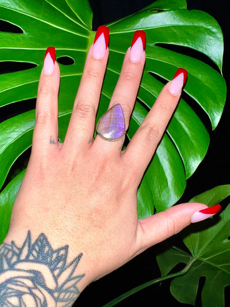 Gold Filled Adjustable Rings Labradorite & Moonstone