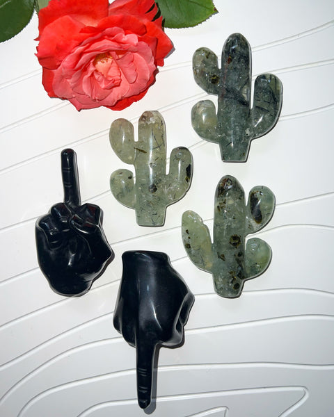 Cactus Prehnite Carving