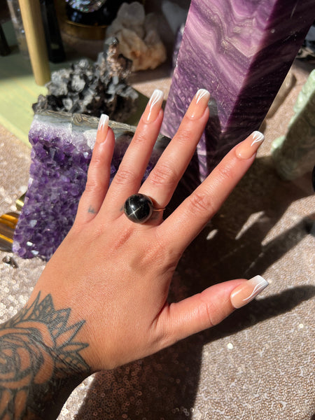 Star Black Obsidian Ring