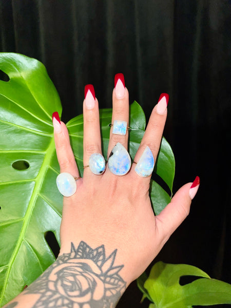Gold Filled Adjustable Rings Labradorite & Moonstone