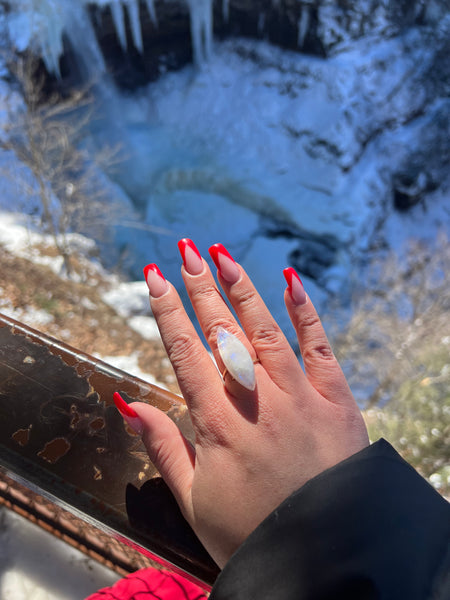 Gold Filled Adjustable Rings Labradorite & Moonstone