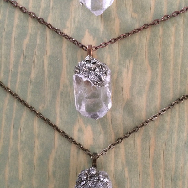 Pyrite Quartz charm