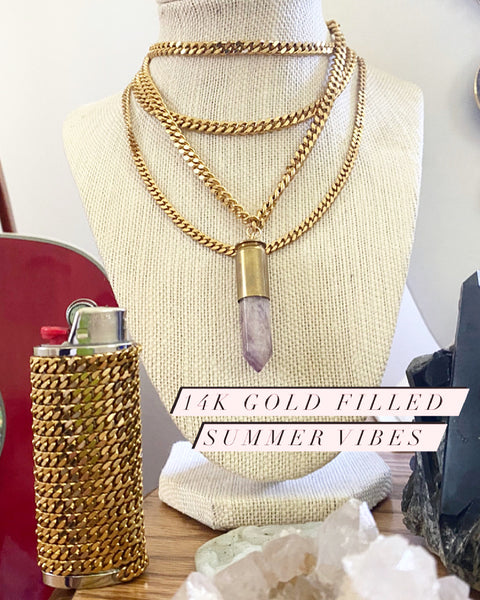 Bullet Curbed Chain Necklace