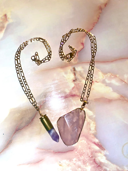 Rose Quartz Figaro Chain